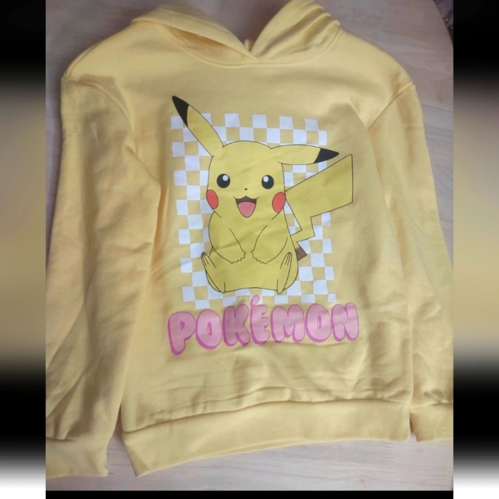 Pokemon Pikachu Print Yellow Junior's Sweatshirt Hoodie Kawaii Y2K